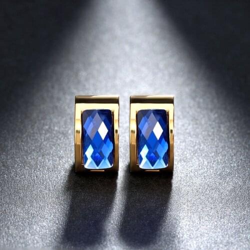 Beiliwol Trendy Hoop Earrings for Women 316L Stainless Steel Gold-Color Blue Smooth Pink Cubic Zirconia Brinco Bijoux Wholesale