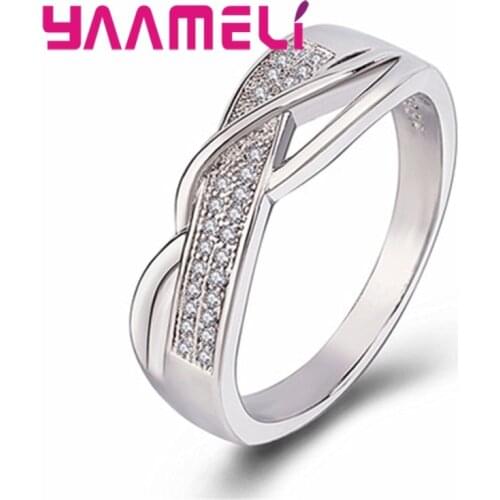 100% New Brand Fashion 925 Sterling Silver Jewelry Anillo Bijoux Cubic Zircon Crystal Engagement Wedding Rings For Women