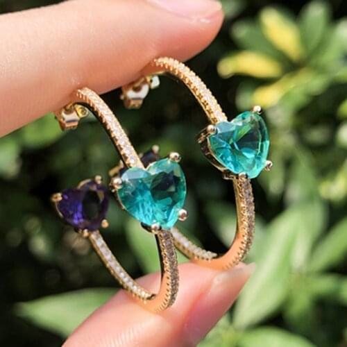 Zlxgirl jewelry high quality love heart shape stud wedding earrings jewelry fashon womens Classic bridal ears accessories