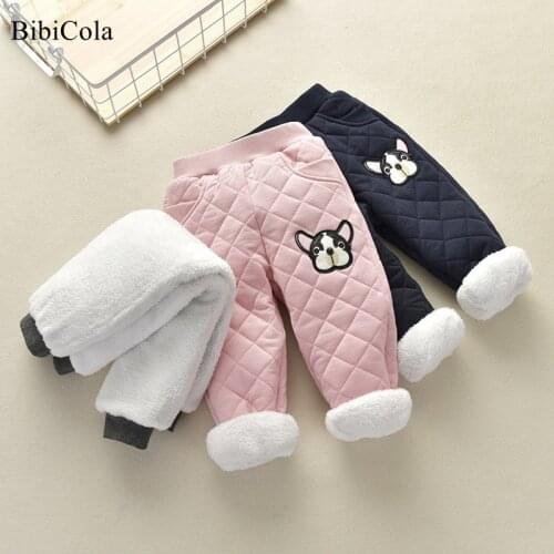 2021 Girls Boys Winter Pants Cotton Cartoon Thick Warm Trousers Waterproof Pants 2-7 Years Elastic Leggings Baby Kid Pants