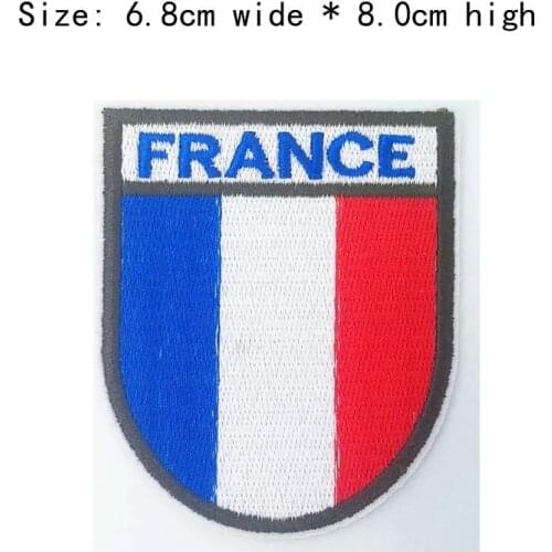 10pcs FRANCE shield embroidery patch Free shipping for left chest 8cm high badges iron on sew on for DIY clothing/country patch