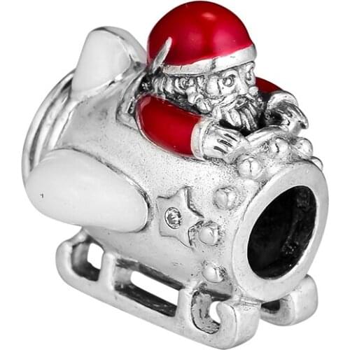 100% 925 Sterling Silver Santa in Space Charm Fit for Brand Bracelet Charm For Women Making Jewelry Christmas Gift
