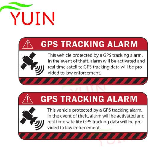 2X Car Sticker WARNING GPS TRACKING ALARM Decals Motorcycle Auto Accessories Personalized PVC Decoration Waterproof Decal 13*5cm