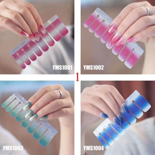 4pcs/set Nail art Glitter Full-Cover Sticker Sheet 16tips Sticker Polish Sticker Glitter Blingbling Sticker YMS