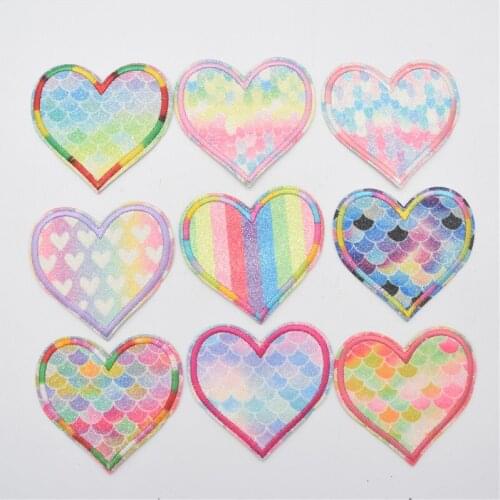 90pcs Glitter Patches Heart Padded Felt patches Shape Cloth Accessories