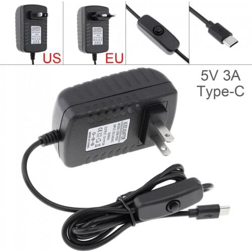 5V 3A Power Adapter Charger Converter with Switch Suitable Fit for Raspberry Pi4 TypeC USB Power Charging