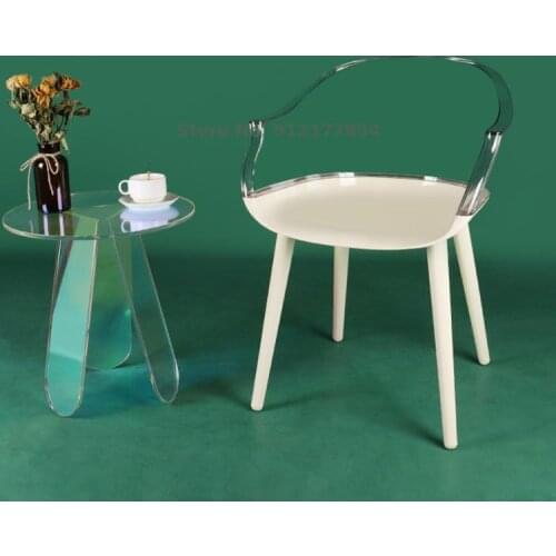 Nordic Creative Acrylic Chair Transparent Light Luxury Dining Chair Creative Armrest Back Chair Designer Hotel Saipan Chair