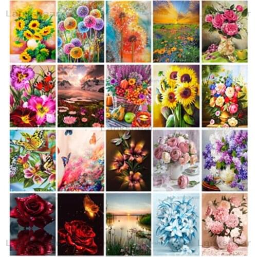 New 5D Diy Diamond Painting Flower Cross Stitch Kit Mosaic Diamond Embroidery Rose Full Square Drill Home Decoration Art