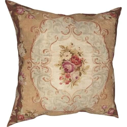 Antique Rose Floral Aubusson Pillow Cover Home Decor Floral Cushions Throw Pillow for Living Room Double-sided Printing