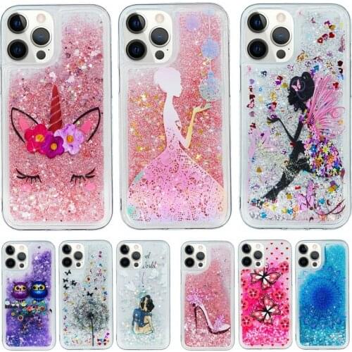 Liquid Case For etui iPhone 11 12 Pro Max XR X XS 12 mini Bling Glitter Soft Phone Case for iPhone 7 8 6S 6 Plus SE 2020 Cover