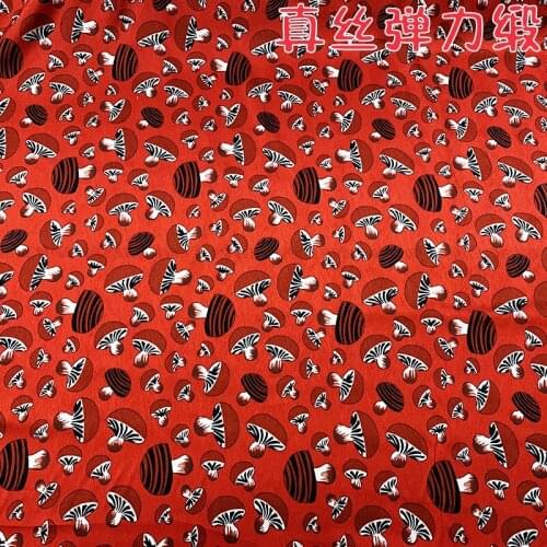 Mushroom Printing Digital Spray/Painting of Mulberry Silk Fabrics 19 momme Stretch Silk Dress Fabric