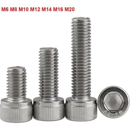 M6-M20 DIN912 Hexagon Hex Socket Head Cap Screws 304 Stainless Steel Cylindrical Allen Bolts Length 8mm-150mm