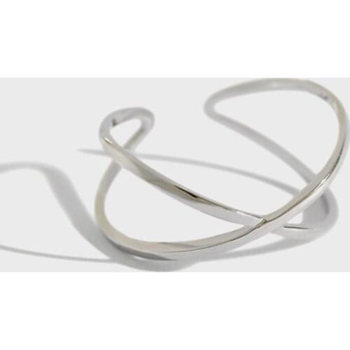 Flyleaf 925 Sterling Silver Rings For Women Line X Cross Stereoscopic Glossy Femme Fashion Fine Jewelry Simple Open Ring Party