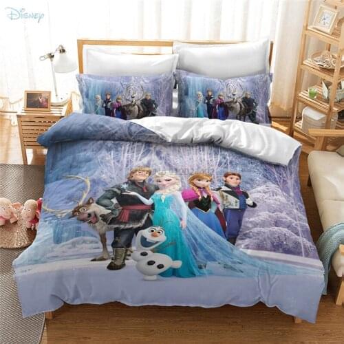 Hot 3d Frozen Pattern Bedding Set Bed Linen Cartoon Disney 2/3pcs Duvet Cove Set with Pillowcase Kids Home Decor Home Textile