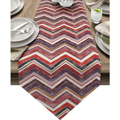 Nordic Style Stripes Red Table Runner Luxury Dining Table Decor Tablecloth Table Runner for Wedding Party