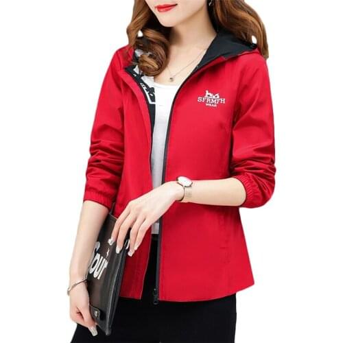 2019 New Spring Autumn Jacket Coat Women Fashion Double-sided wear Plus size coats Womens loose Casual Hooded Outerwear 4XL F26