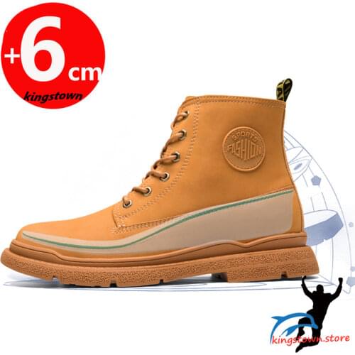 Men Height Boots Leather Boots Elevator Shoes Height Increasing Shoes Height Boots Winter Tactical Military Combat Boots