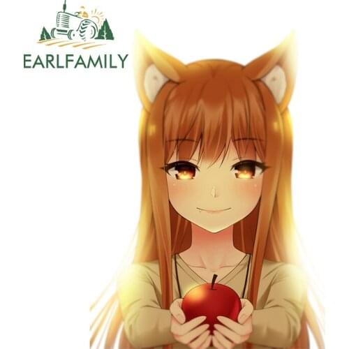EARLFAMILY 13cm x 9.6cm for Spice And Wolf Motorcycle Car Stickers Camper Decal RV JDM Vinyl Car Wrap Caravan Scratch-Proof