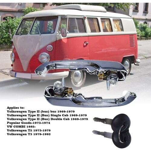 Outside Exterior Door Handle & Keys & Gasket Front Left Right 211837205N For VW Transporter Type 2 Bay Window Bus 1969-1979