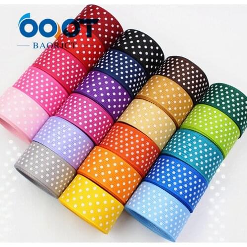 OOOT BAORJCT 176224 25mm 10 yard Dots Ribbons Thermal transfer Printed grosgrain Wedding Accessories DIY handmade material