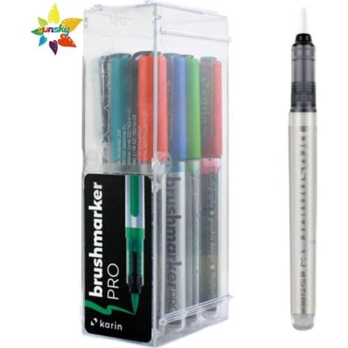 Original KarinMarkers Brushmarker PRO|11 Basic Colours + 1 Blender Flexible soft pen in block letters Professional Art supplies