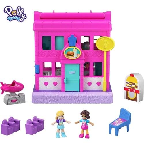 Original Polly Pocket Mini Box Lovely Store Girls Toy House Mini Toys Box World with Accessories Mini Doll Miniature House GGC30