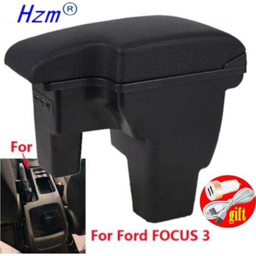 For Ford FOCUS 3 Armrest car accessories Store For Ford 17 FOCUS 3 car armrest box with cup holder ashtray with USB Charge 2017