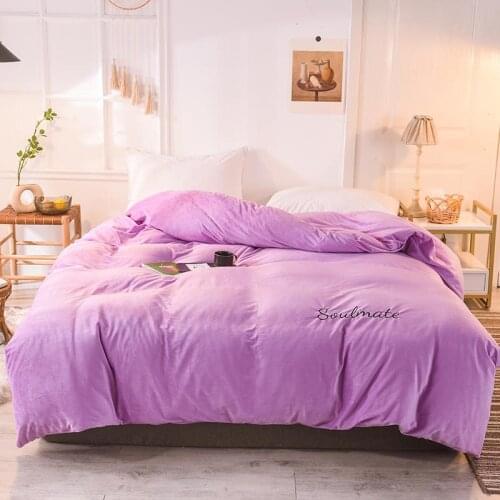 Bonenjoy 1 pc Crystal Velvet Duvet Cover Queen King Size Bedding Purple Solid Color Plain Dyed Quilt Cover house de couette