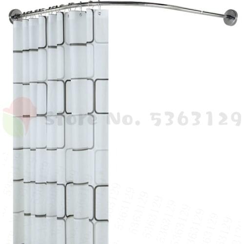 304 Stainless Steel Extendable Corner Shower Curtain Rod Pole L Shape No Punching Rail Rod Bar Bathroom Hardware Heavy Loaded