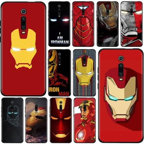 Silicone Black Cover Marvel Superhero Iron Man For Xiaomi Redmi K40 K30i K30T K30S K20 10X GO S2 Y2 Pro Ultra Phone Case