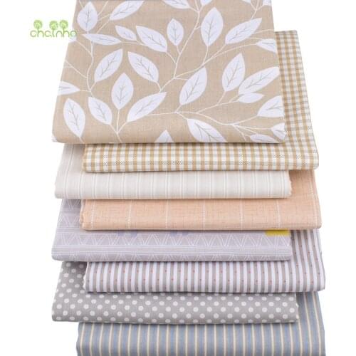 Chainho,Light Brown Geometric Series,Print Twill Cotton Fabric,Patchwork Cloth For DIY Sewing&Quilting Baby&Child Material CC329