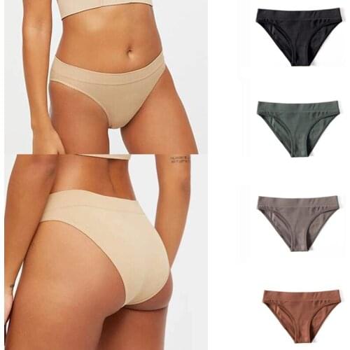 Womens Panties Underwear Sexy Cotton Panty European Wide Side Seamless Sports Female Underpants Solid Color Low-waisted Thongs