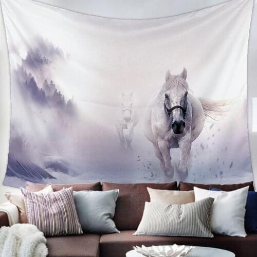 Galloping White Horse Tapestry Wall Hanging Living Room Decor Wall Hanging Tapestry Yoga Mat Home Decor Art