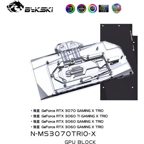 Bykski Water Block Use for MSI RTX3070 / 3060TI GMING X TRIO / 3070 SUPRIM X GPU Card / Full Cover Copper Radiator / RGB Light