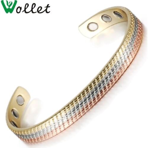 Wollet Jewelry Open Cuff Magnetic Pure Copper Bangles Bracelets for Women Men Arthritis Pain Relief