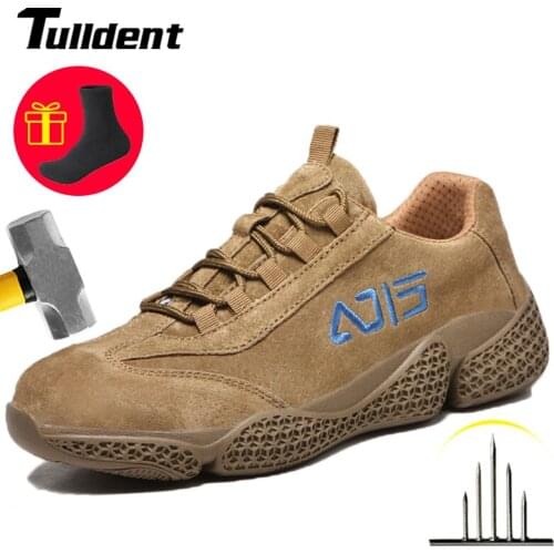 Tulldent Safety Shoes Men Puncture-Proof Work Sneakers Men Steel Toe Shoes Work Boots Indestructible Safety Boots Male Shoes