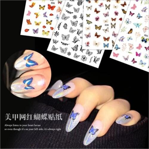 1pc/set Lovely Beauty Butterfly Pattern Ultrathin Beauty 3D Nail Decal and Sticker Manicure Nail Art Watermark Tips T1611