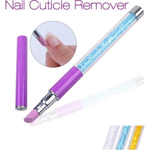 1Pc Nail Pusher Pens Manicure Alloy Diamond Body Quartz Head Scrubs Stone Cuticle Stick Pen Spoon Cut Tools 2016 New Hot Sale