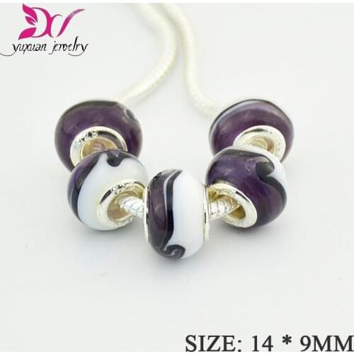 15MM Wholesale Lampwork Glass Charms Beads European Jewelry Loose Beads Fashion Bracelet Bead dijes de plata 925 TK067