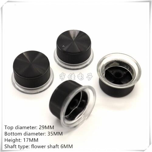 2 Piece 34.5MM×25.5MM plastic knob cap potentiometer volume adjustment switch knob is suitable for flower shaft 6MM