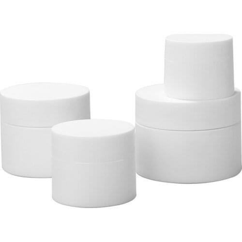 20pcs White Plastic Jar with Lid Refillable Makeup Cosmetic Jars Empty Face Cream Lip Balm Lotion Storage Container Pot Case