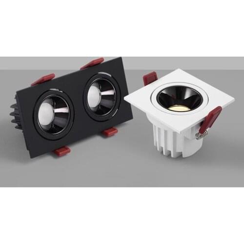 2021 Angle Adjustable Anti-glare Square LED COB Recessed Downlight 9W 12W 15W 18W 24W 30W LED Ceiling Lamp Spot Light AC90-260V