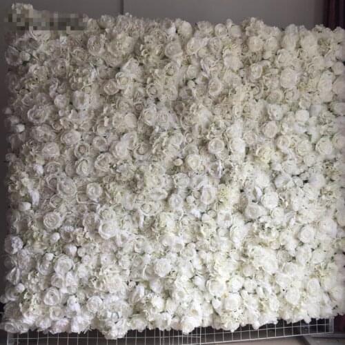 24pcs/lot WHITE Wedding 3D Flower Wall Flower Runner Wedding Artificial Silk Rose Peony Wedding Backdrop Decoration