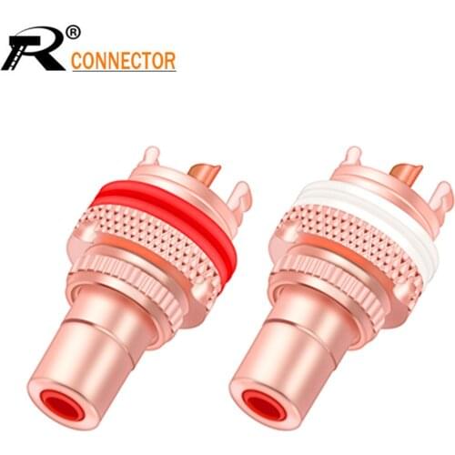 4pcs/2pairs Copper CMC RCA Female Terminal Jack Socket AV Audio Video Connector High Quality