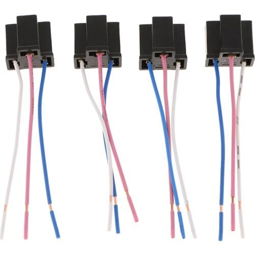 4 Pieces H4 Female Adapters Wiring Harness Socket with 3 Wire For Headlight Fog