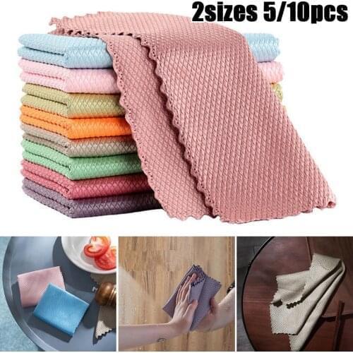 5pcs/10pcs 30*40cm Reusable NanoScale Streak-Free Miracle Cleaning Cloths Home Kitchen Supplies Cleaning Towels & Cloths