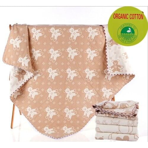 5 layers Organic Cotton Baby Blanket Newborn Soft baby quilt for crib stroller car aircraft 100cmX100cm(39"X39")