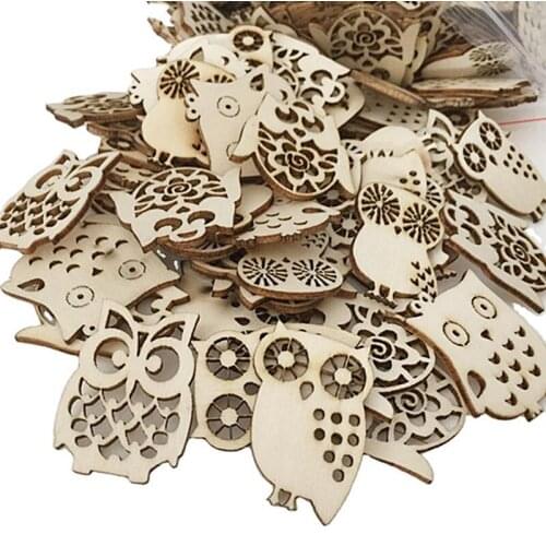 50pcs/lot) 35mmx 30mm Blank wood crafts wooden home decorations card making scrapbooking gift bottle owl