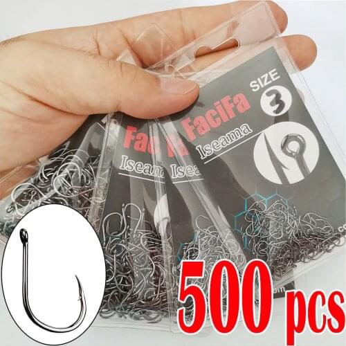 500 pcs Iseama Circle Carp Eyed Fishing Hook Size 3 4 5 6 7 8 9 10 11 12 13 14 15 16 17 18 Ring eye Japan Fishhook