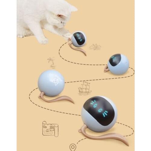 Automatic Pet Smart Interactive Cat Toy Colorful LED Self Rotating Ball Toys USB Rechargeable Kitten Electronic Cat Ball Toys